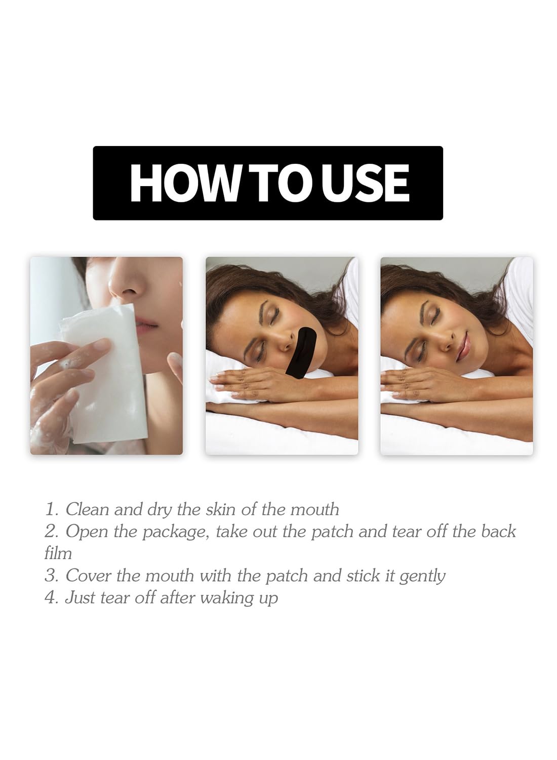 30Pcs Sleep Mouth Tape, Hypoallergenic and Pain-Free Anti Snoring Patches
