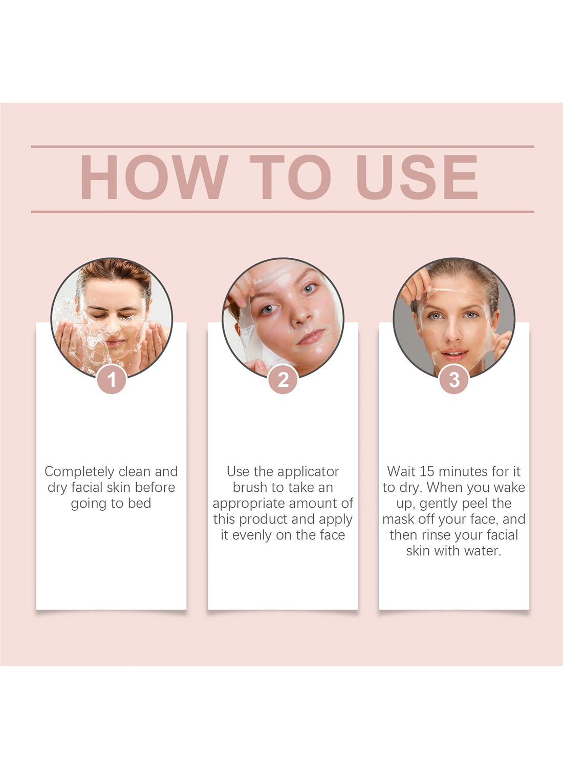 Collagen Night Wrapping Mask, Overnight Peel Off Facial Mask & Brush for Women