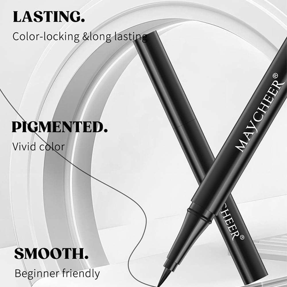 3Pcs Liquid Eyeliner Pen, Lasting Waterproof Ultrafine Eye Liner for Women 01