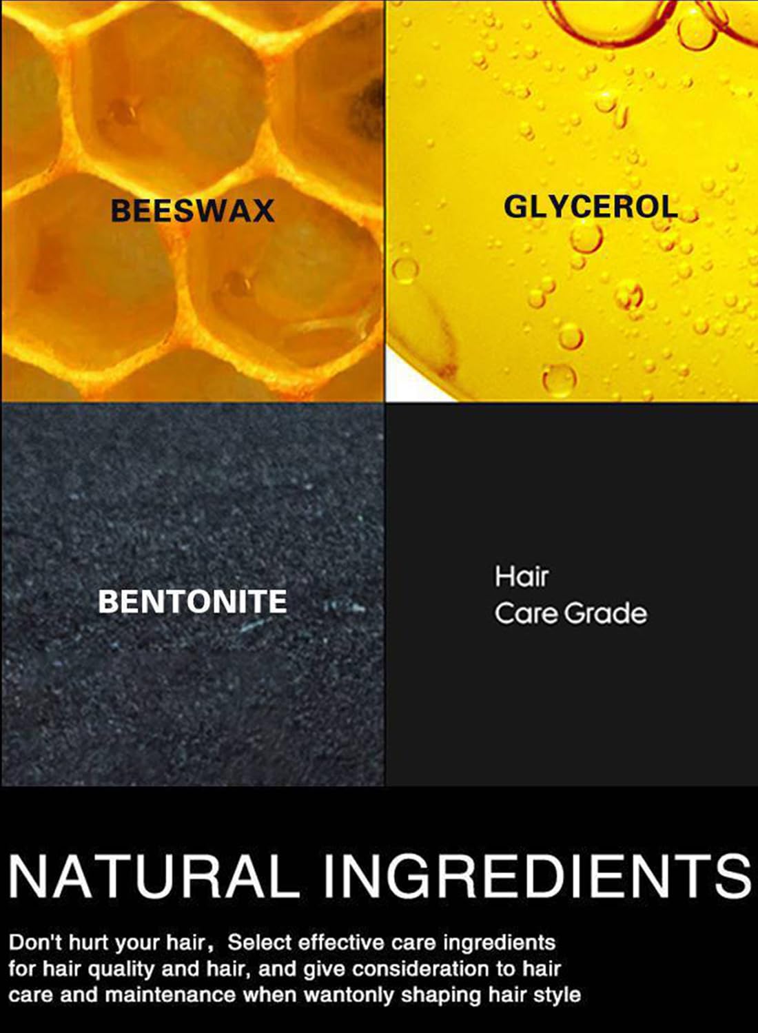 Hair Wax, Strong Hold Long-Lasting Hair Styling Wax, Natural Matte Finish, Non-Greasy Hair Styling Pomade for Flyaways Edge Frizz Hair, Makes Hair Look Neat & Tidy 100ml