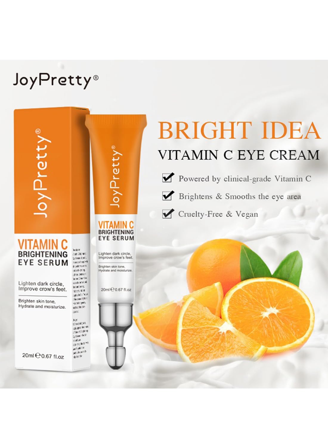 L&Wen Vitamin C Serum, Brightening Anti Aging Eye Serum, Remove Dark Circles Puffiness Under Eye Bags Fine Line, Reduce Wrinkle, Dark Spot Remover, Even Skin Tone, Boost Skin Elasticity 20ml