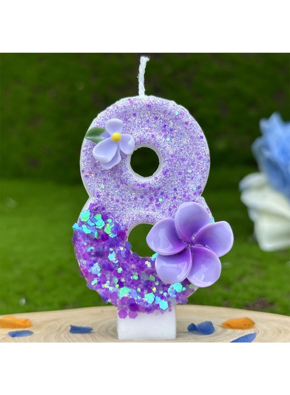 Purple Flower Number Cake Candle