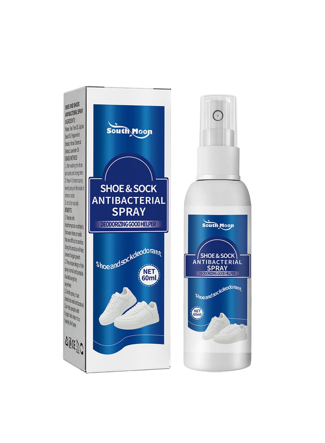 Shoe Deodorizer Spray, Foot Spray with Essential Oils for Smelly Feet 60ml