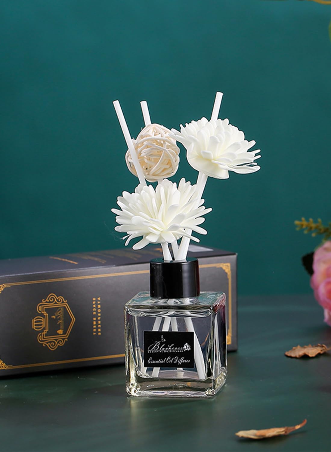 Reed Diffuser Set with Incense Diffuser Sticks, Long Lasting Natural Elegant Air Freshener, Home Fragrance Design Odor Elimination for Hotel Home Office and Gift 50ml