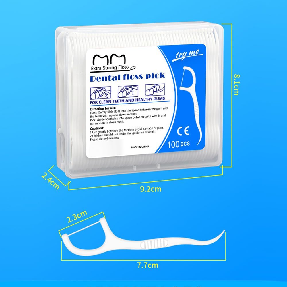 Disposable Dental Floss Picks, Portable Toothpicks Flossers - 100 Pcs/Box, White