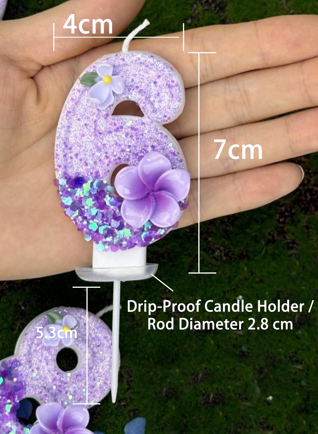 Purple Flower Number Cake Candle