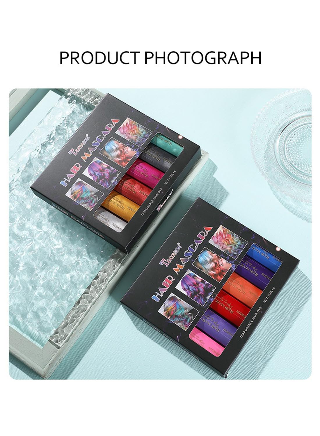 Hair Mascara Set, 6Pcs Temporary Colorful Washable Hair Chalk for Salon & DIY