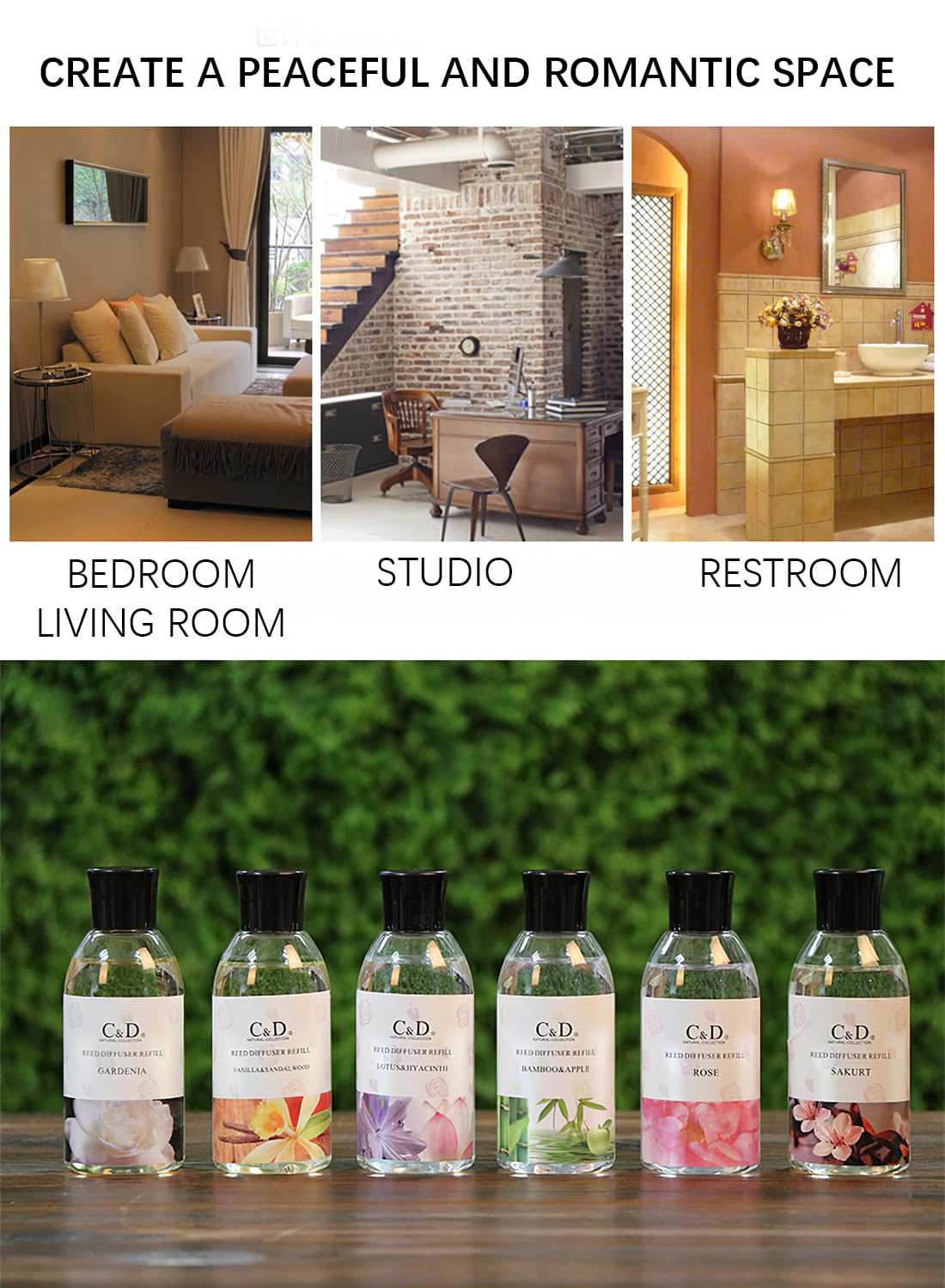 Reed Diffuser Refill, Fresh Natural Long Lasting Fragrance for Bedroom Bathroom Office Home Decor, Scented Gift Set, Reed Diffuser Oil Refill for Aromatherapy, Purify Air 180ml