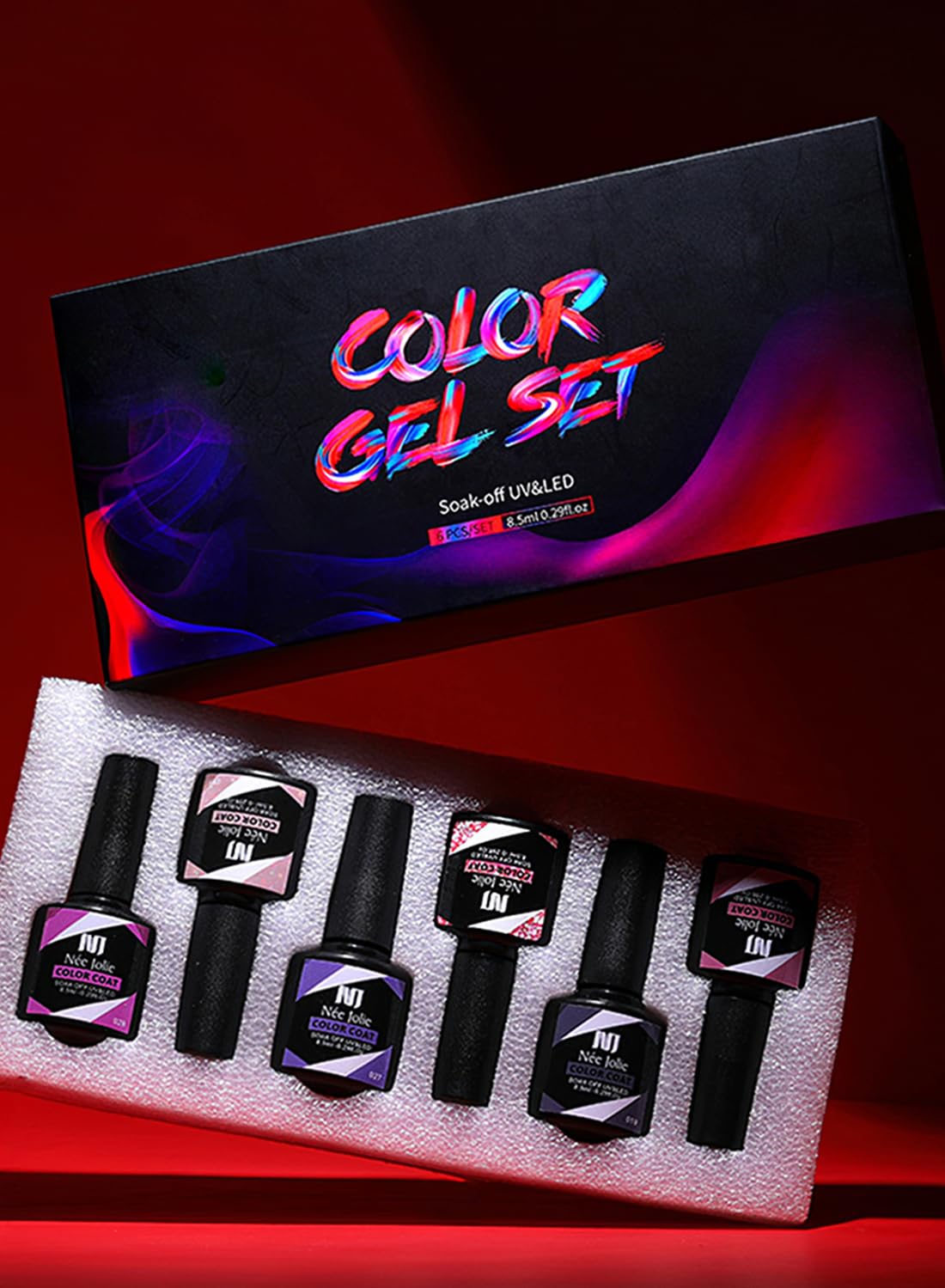 Gel Nail Polish Kit, 6Pcs Gel Nail Polish Kit, Soak Off UV LED Nail Lamp, Nail Art Design DIY Home Gifts for Women Girl
