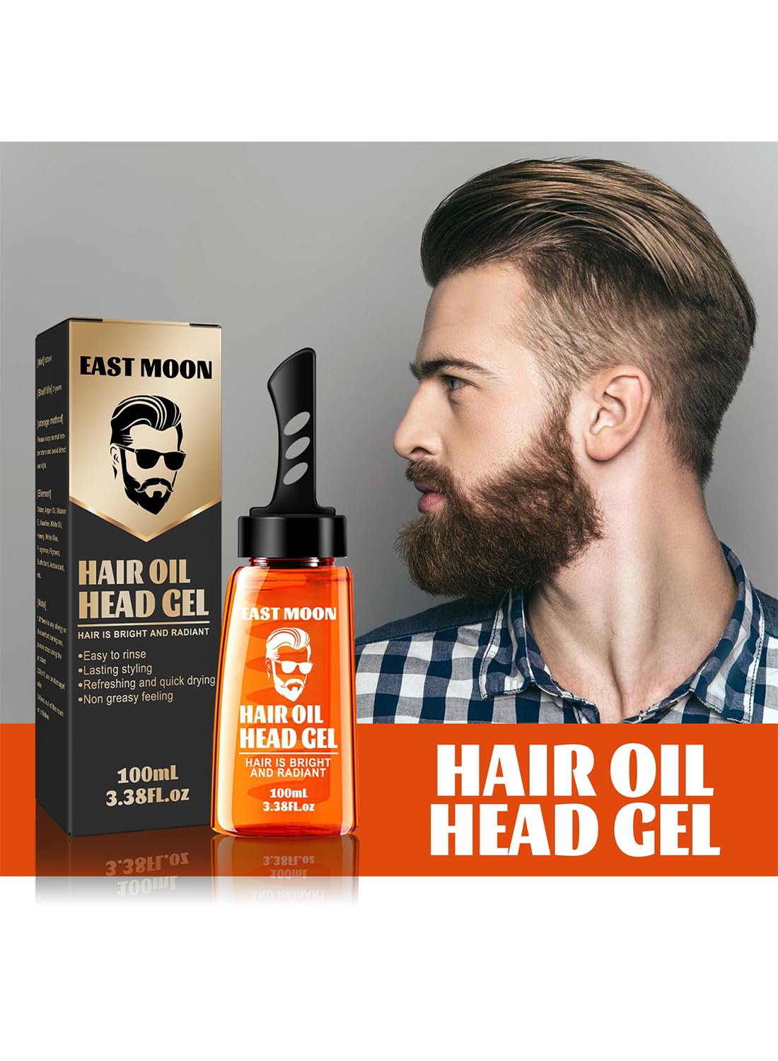 Men Hair Gel, Hair Styling Cream Set Solution with Wide Tooth Comb for Men 100ml