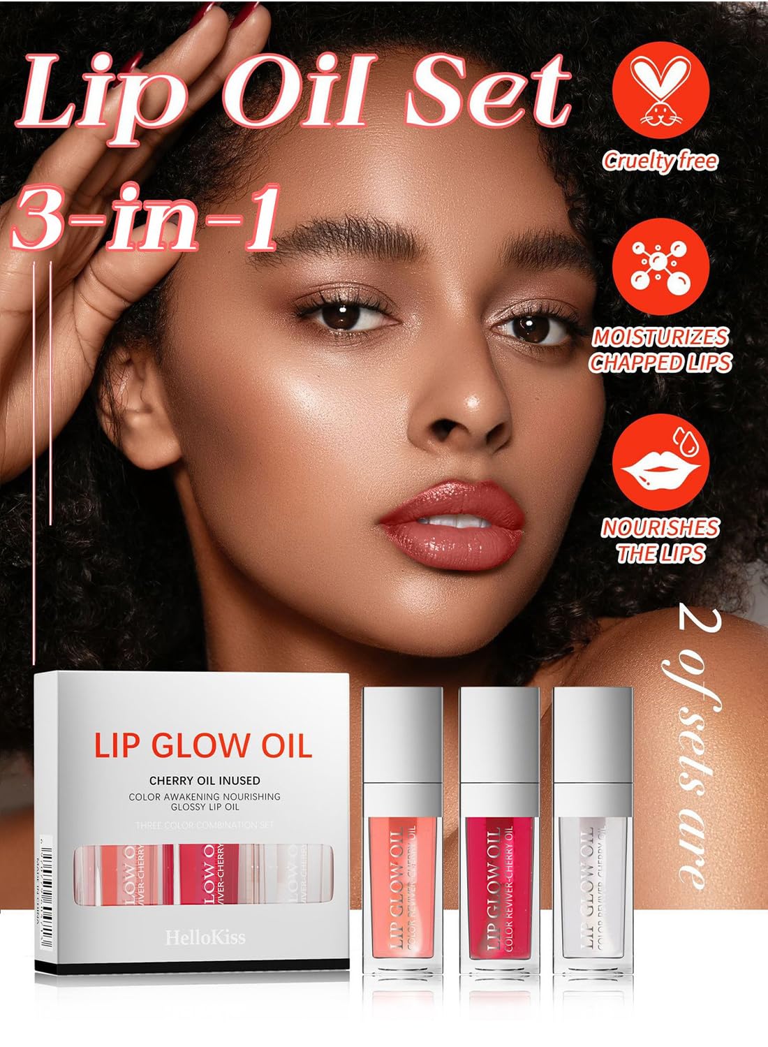 3Pcs Glossy Lip Oil Set