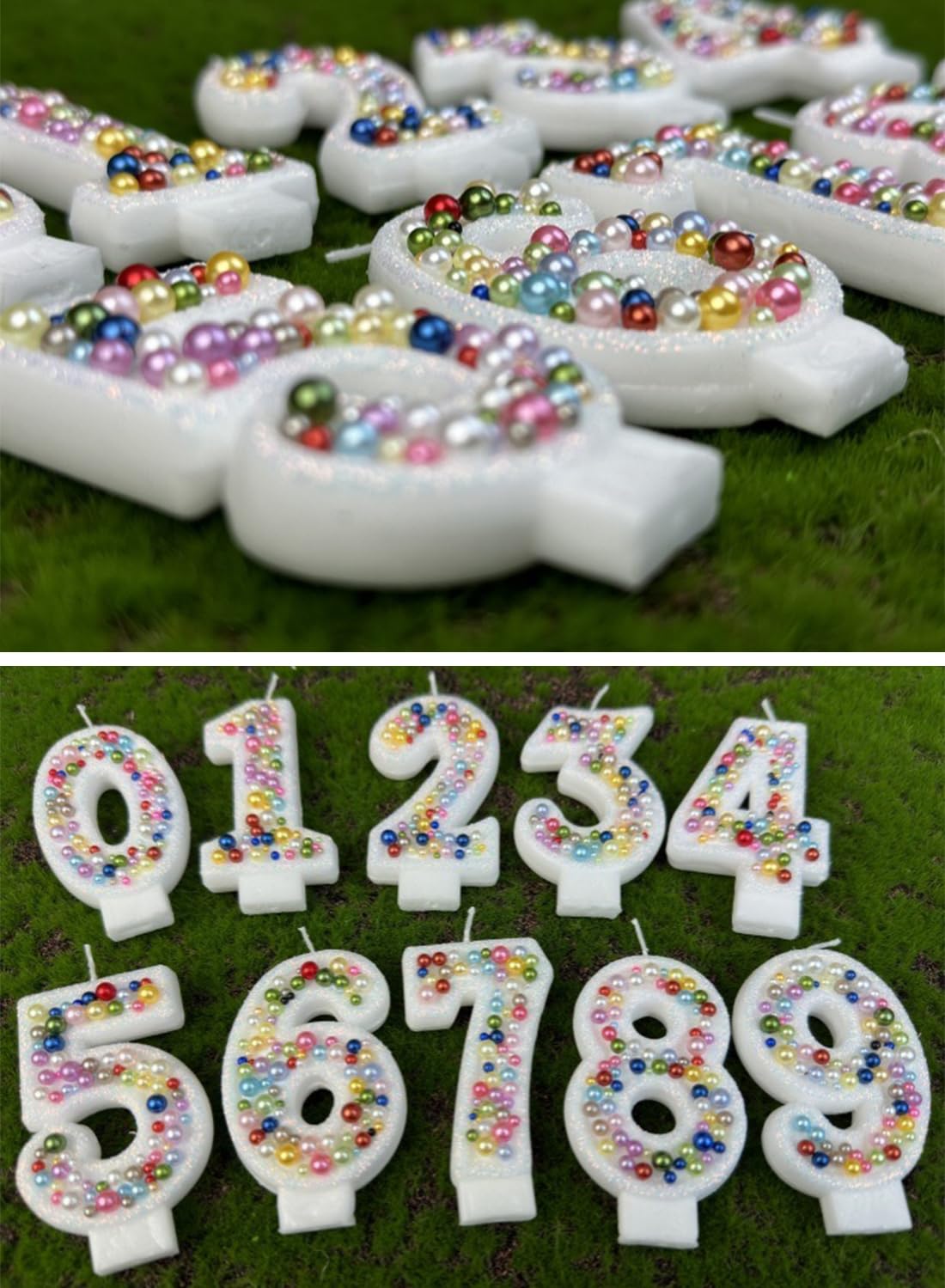 Colored Beads Number Cake Candle