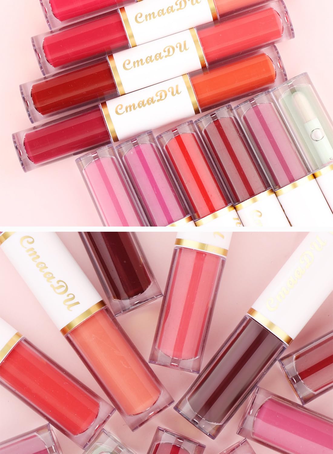 Cmaadu 8Pcs Matte Double Head Lipstick Set, Matte Velvet Long Lasting High Pigmented Non-Stick Cup No Fade Waterproof Lip Gloss, Makeup Gift Set for Women
