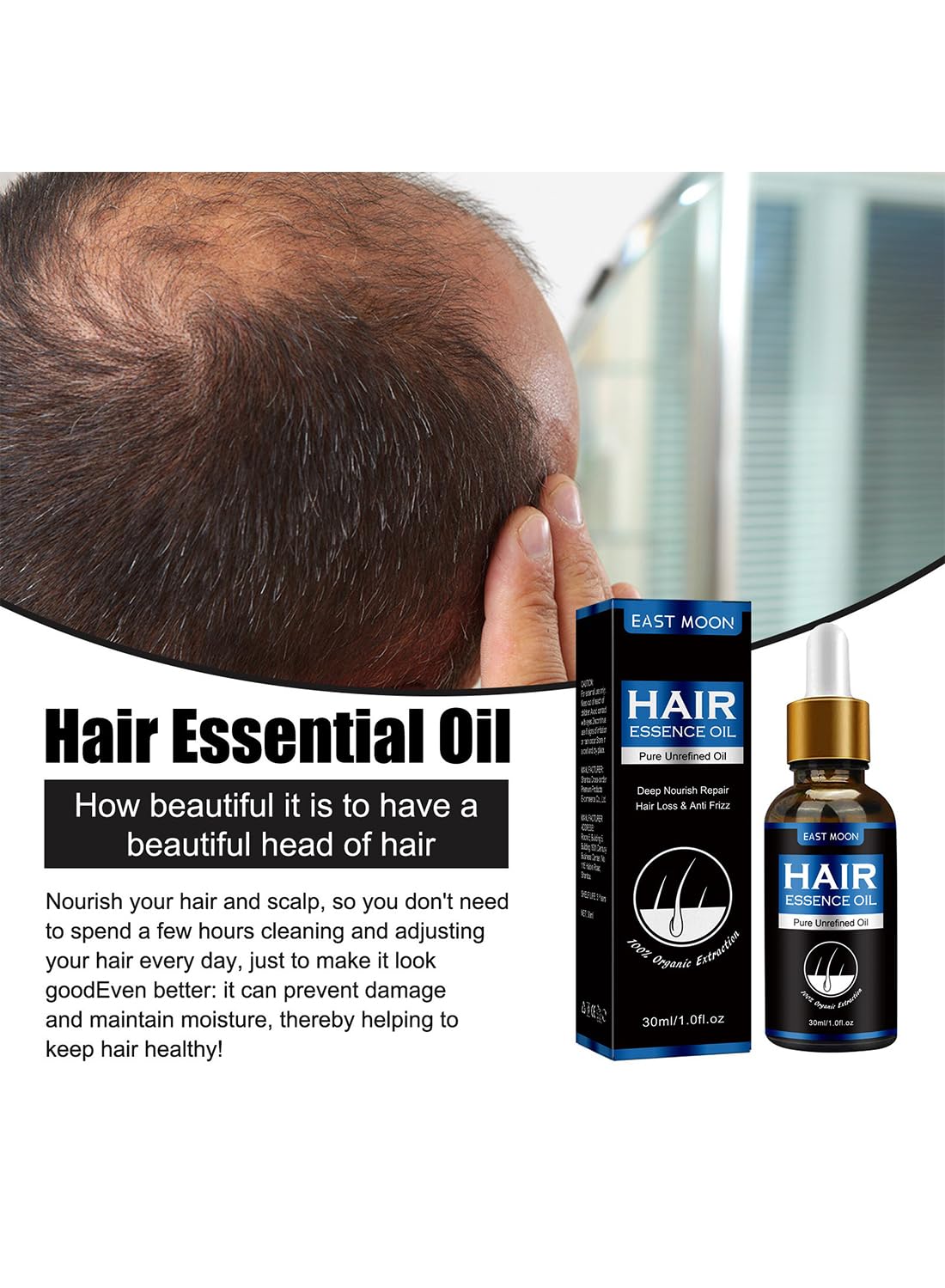 Hair Essence Oil, Hair Care to Promote Healthy Hair Growth and Reduce Frizz 30ml