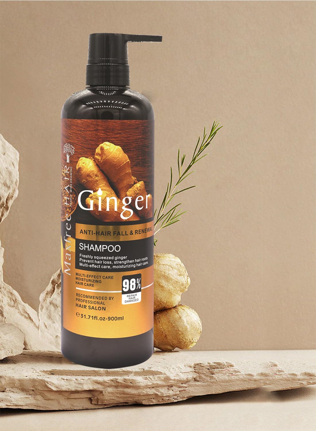 Shampoo with Ginger, Deep Cleansing Moisturizing Refreshing Oil Control Hair Loss Shampoo, Hair Growth Shampoo for Thinning Hair & Hair Loss, Hair Loss Treatment 900ml