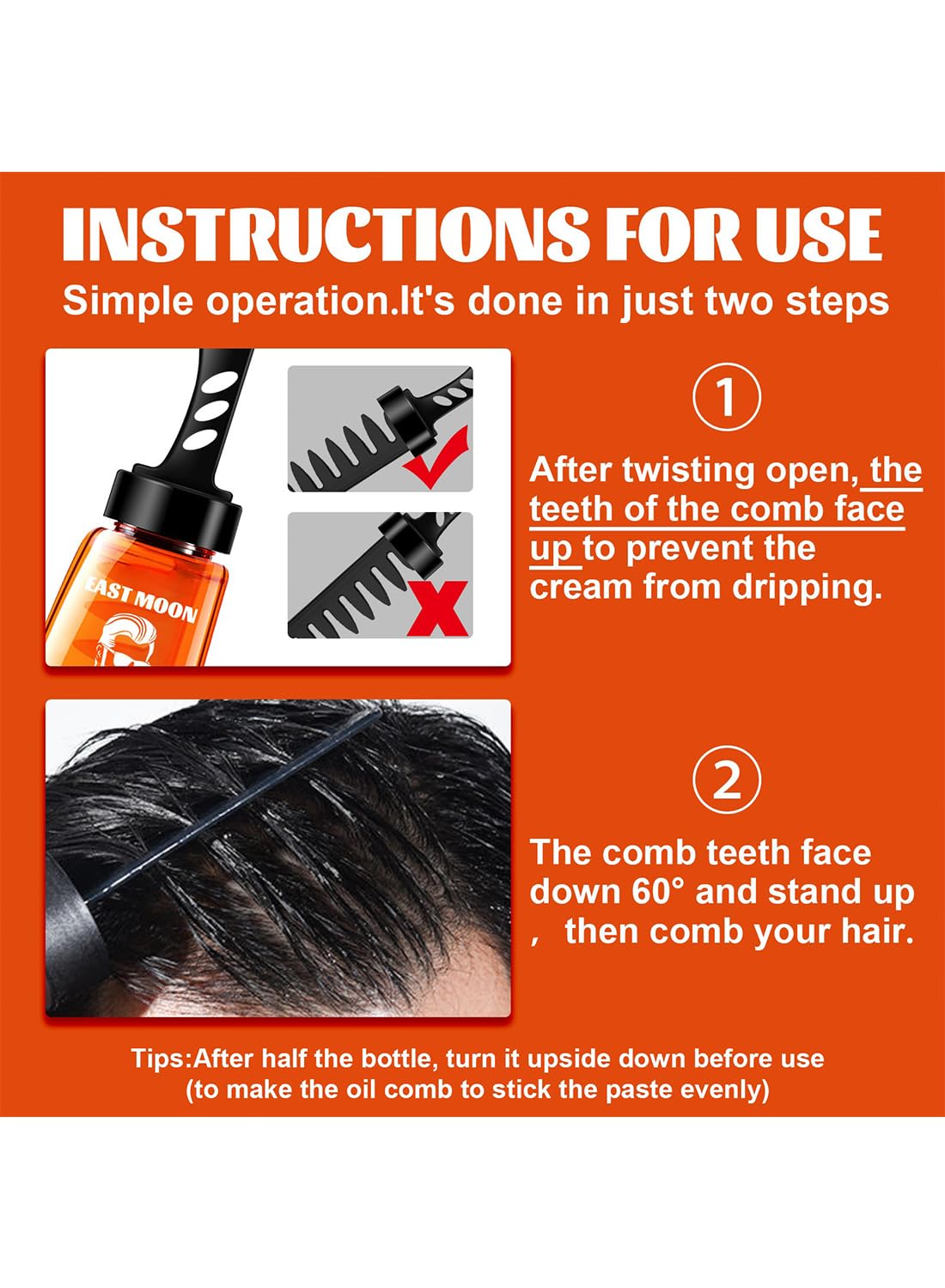 Men Hair Gel, Hair Styling Cream Set Solution with Wide Tooth Comb for Men 100ml