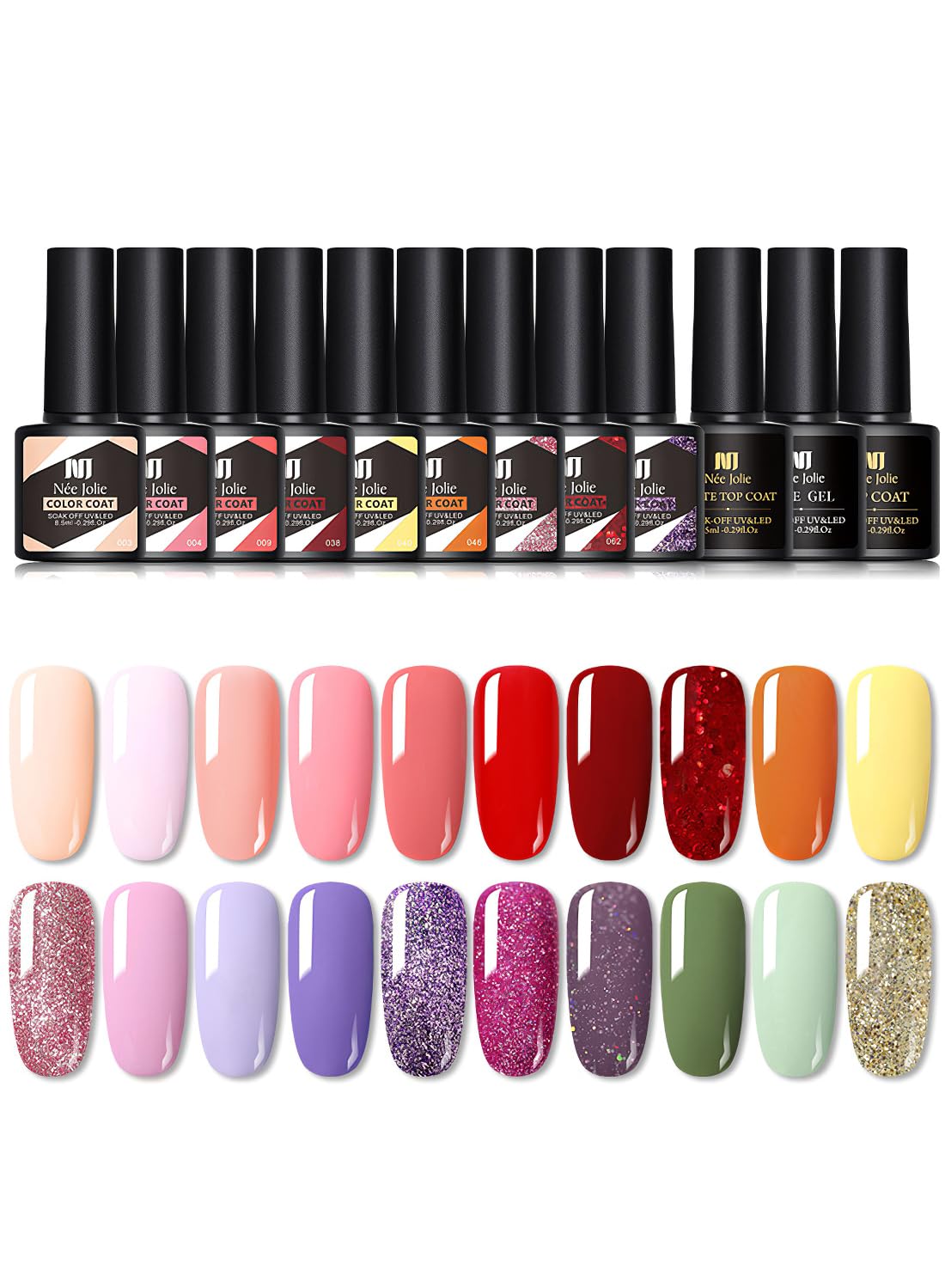 23Pcs Gel Nail Polish Set, Soak off Nail Lamp Gel Polish Starter Set with Base Gel Top Coat Matte Top Coat, for Nail Art Salon Home, Gift for Women