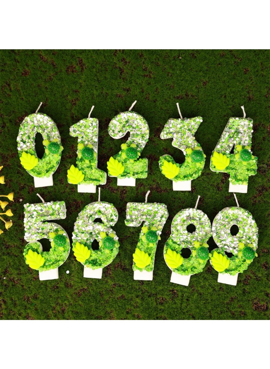 L&wen 7cm Birthday Number Candles for Cake Decoration, Glittery Cake Toppers with Perfect for Kids' Parties, Anniversaries Celebrations