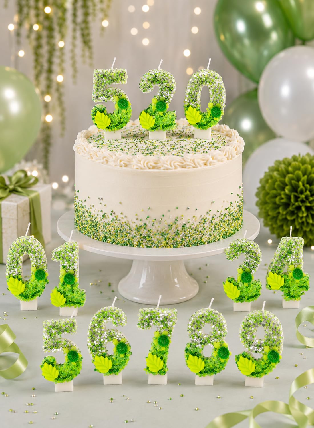 L&wen 7cm Birthday Number Candles for Cake Decoration, Glittery Cake Toppers with Perfect for Kids' Parties, Anniversaries Celebrations