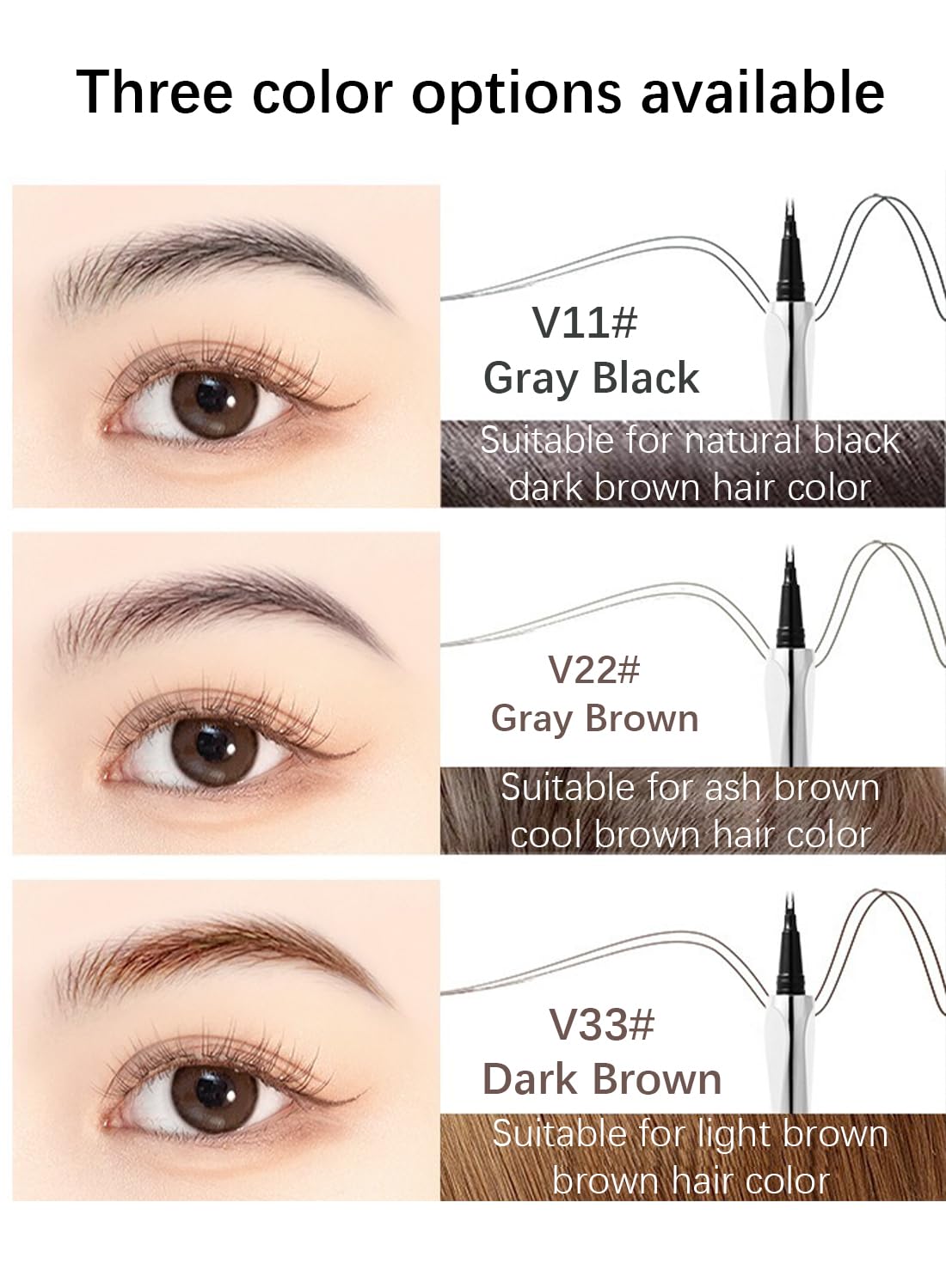 Eyebrow Pen with Micro-Fork Tip, 2 Tip Microblade Eyebrow Pen, Waterproof Smudgeproof Long Lasting Brow Contouring Pencil, Create Natural Brows