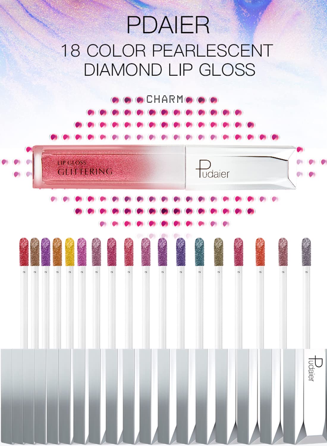 Glitter Lip Gloss, Shimmer Metallic Liquid Lipstick, Moisturizing Waterproof Lip Makeup for Lips Cheeks Eye