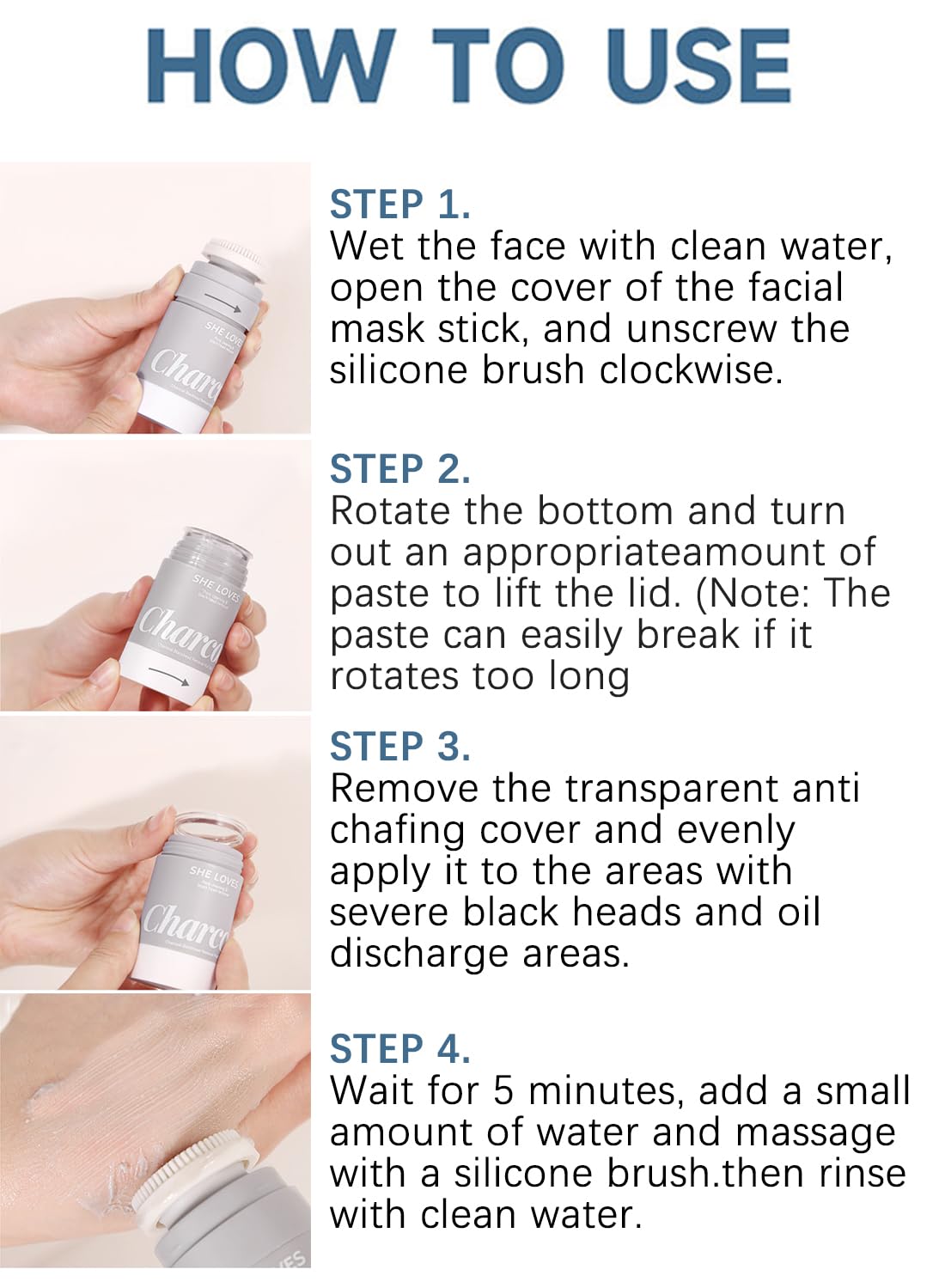 Charcoal Blackhead Removal Mud Stick Oil Control Deep Cleansing Moisturizing Soft Easy to Remove Mild Face Cleansing to Clean Pores and Soften Cuticle and Remove Black Head 33g