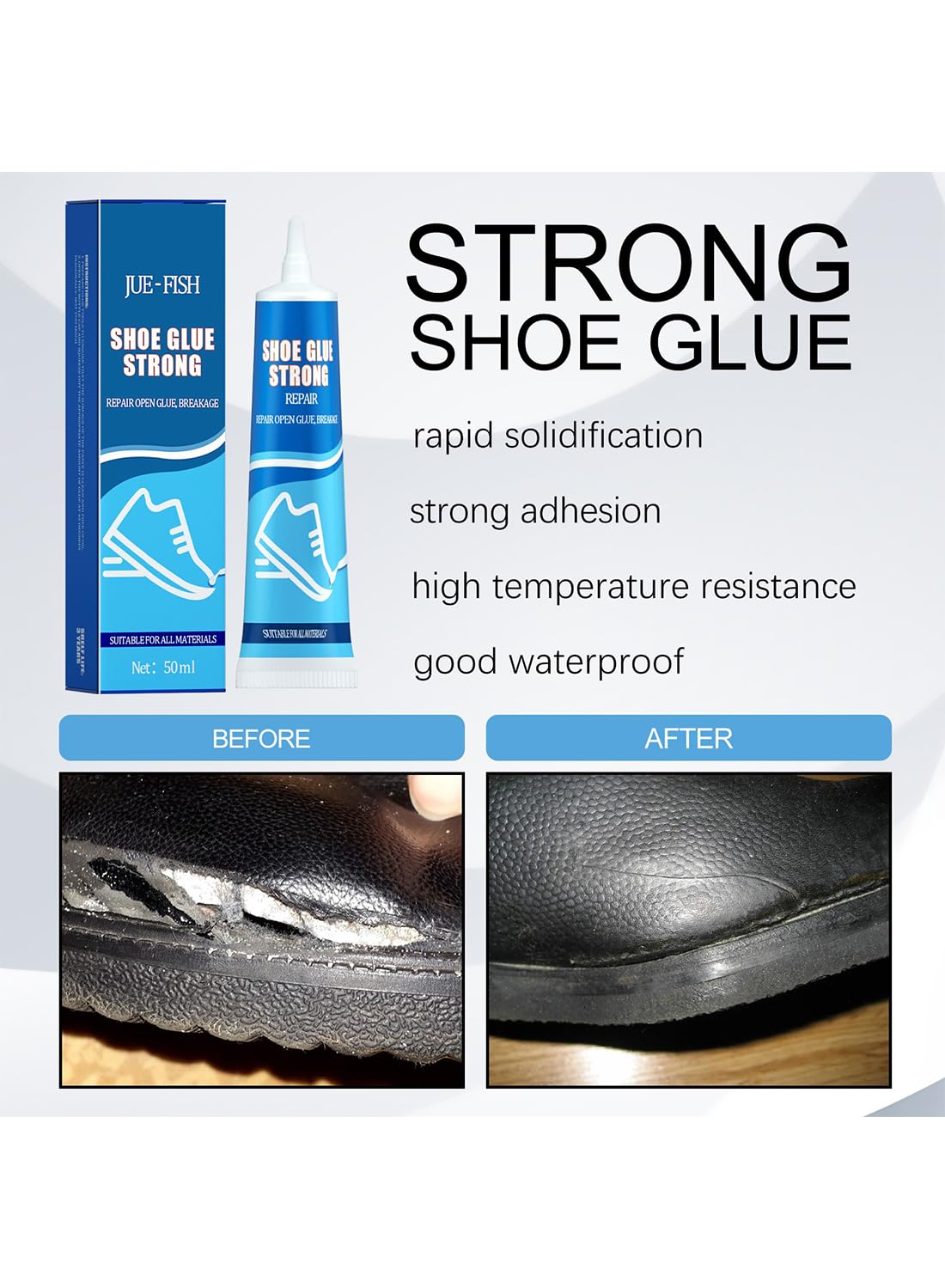Shoe Glue Strong, Waterproof Transparent Sealant Sole Repair Glue for Shoes 60ml
