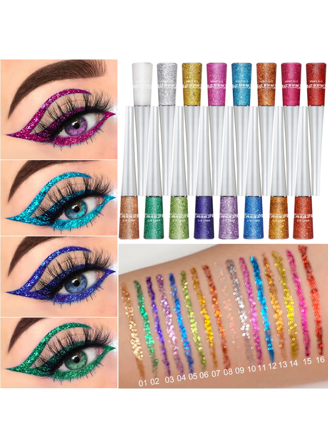 Eyeliner Pencil, Waterproof Glitter Eyeliner Pencil, Long Lasting Multi Used Eye Makeup for Face Lips Art Party Festival