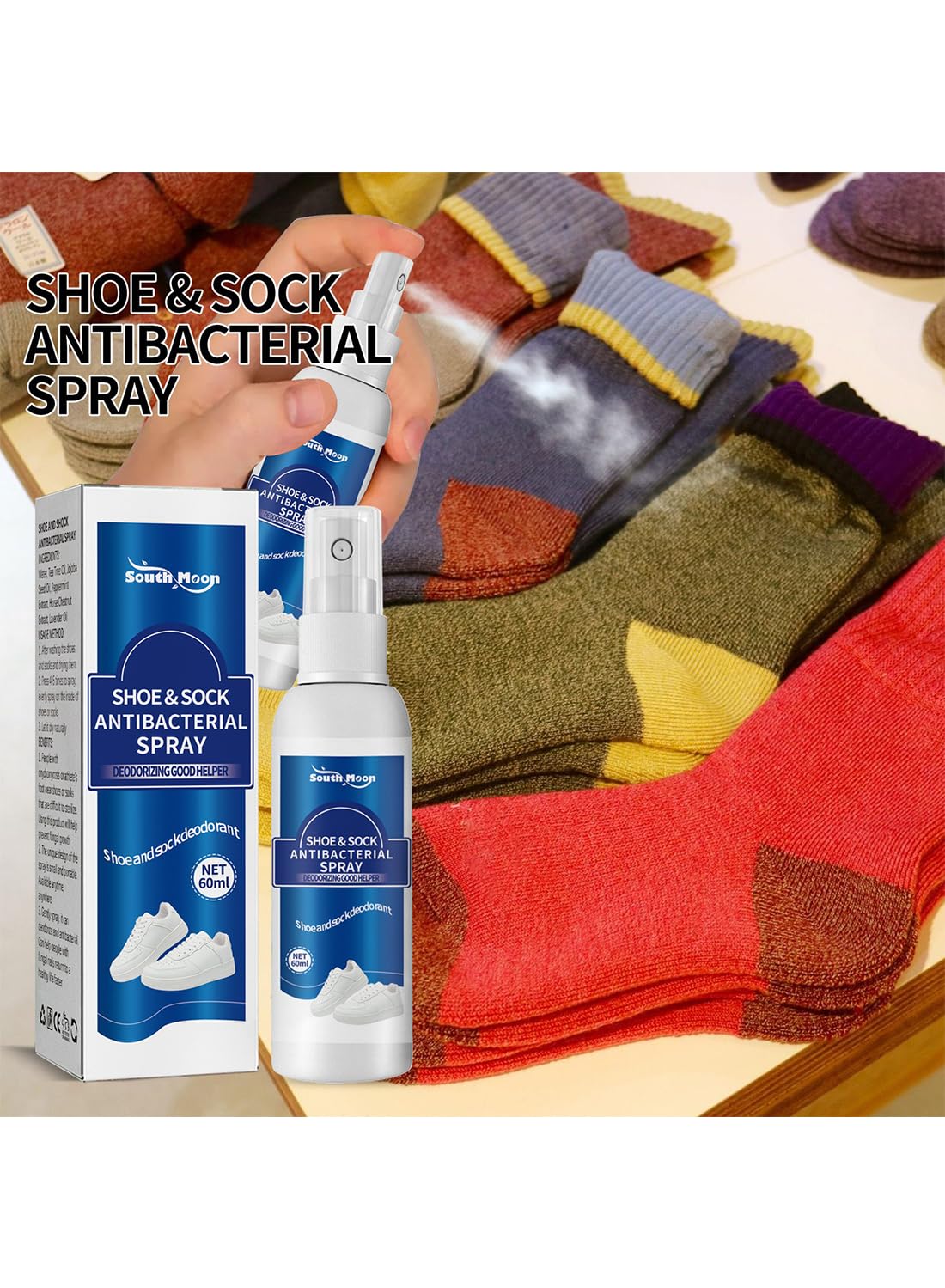 Shoe Deodorizer Spray, Foot Spray with Essential Oils for Smelly Feet 60ml