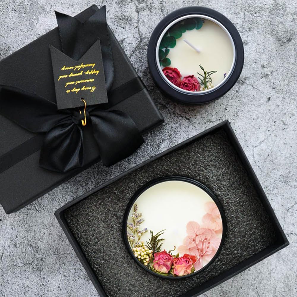 Preserved Flower Scented Candle, Natural Essential Oil Fragrances Candles for Bath Yoga Sleep Wedding Gifts Home Décor 75g