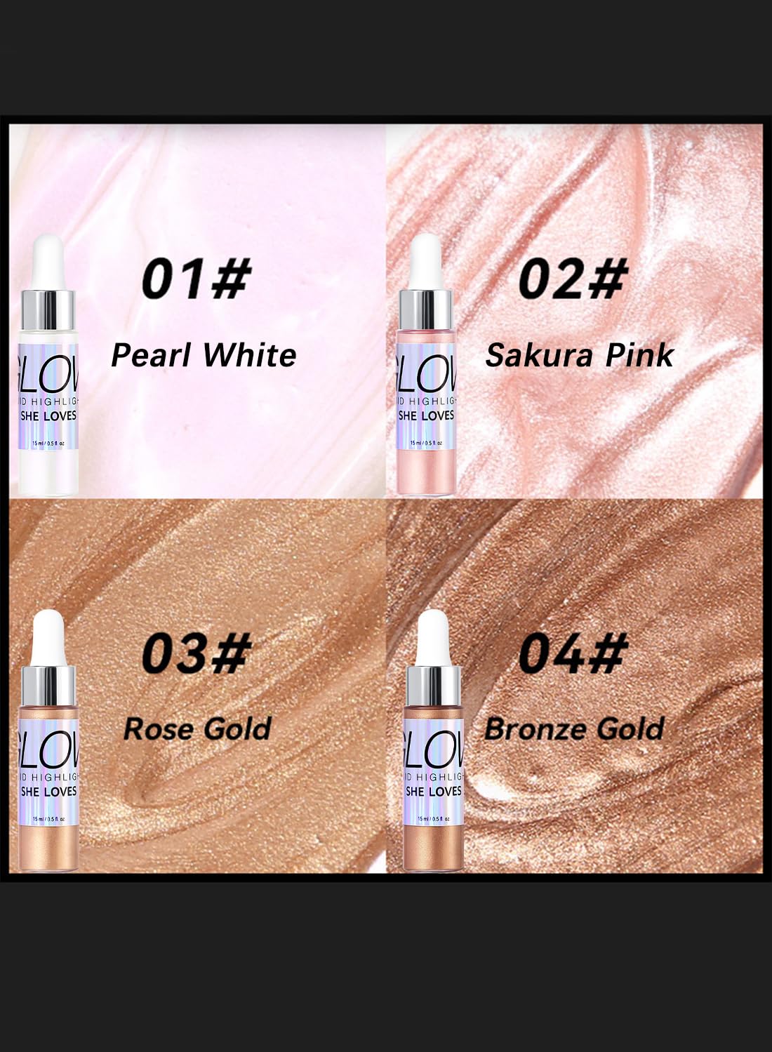 Liquid Highlighter, Shimmer Glitter Body Oil, Long Lasting Waterproof High Shiny Illuminator