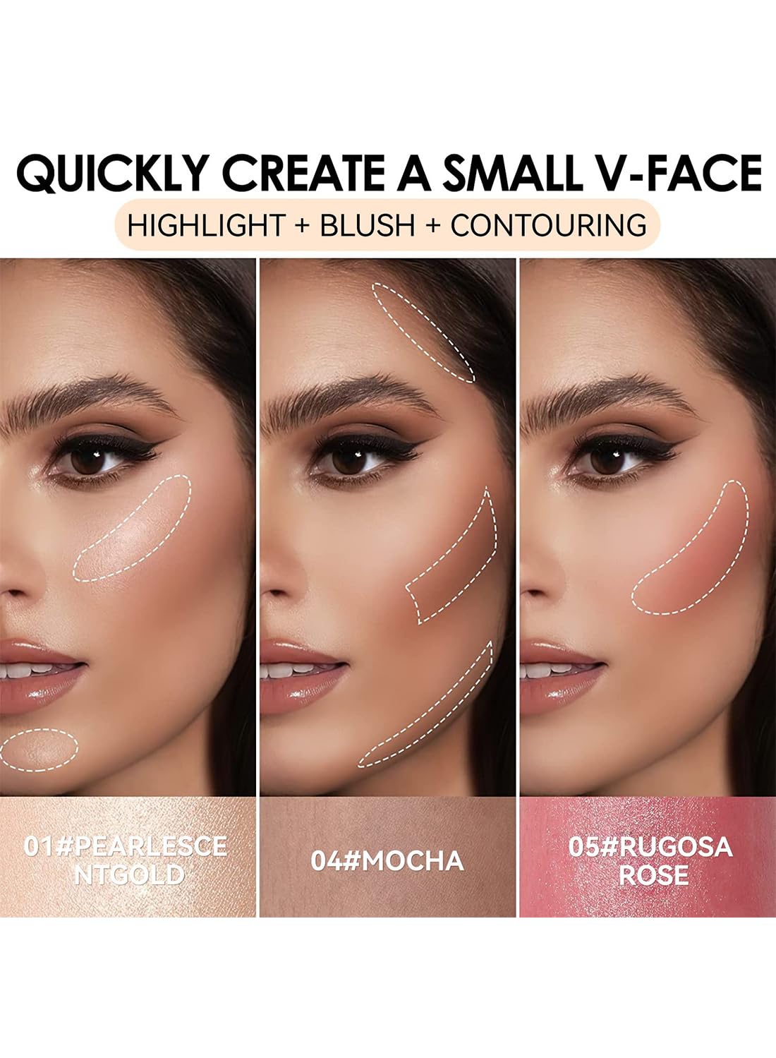 Contour Stick, Natural Multi-Function Long Lasting Waterproof Highlighter Stick, Lightweight Smooth Bronzer Stick, Non Stick Blush Stick Makeup for All Skin