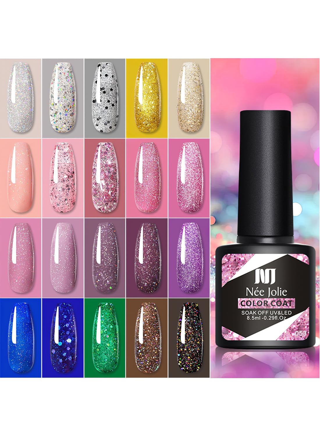 23Pcs Gel Nail Polish Set, Soak off Nail Lamp Gel Polish Starter Set with Base Gel Top Coat Matte Top Coat, for Nail Art Salon Home, Gift for Women