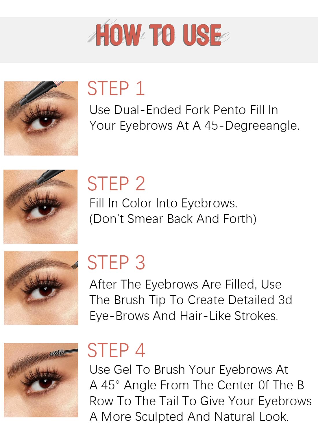 2 in 1 4-Tip Brow Pen & Eyebrow Gel