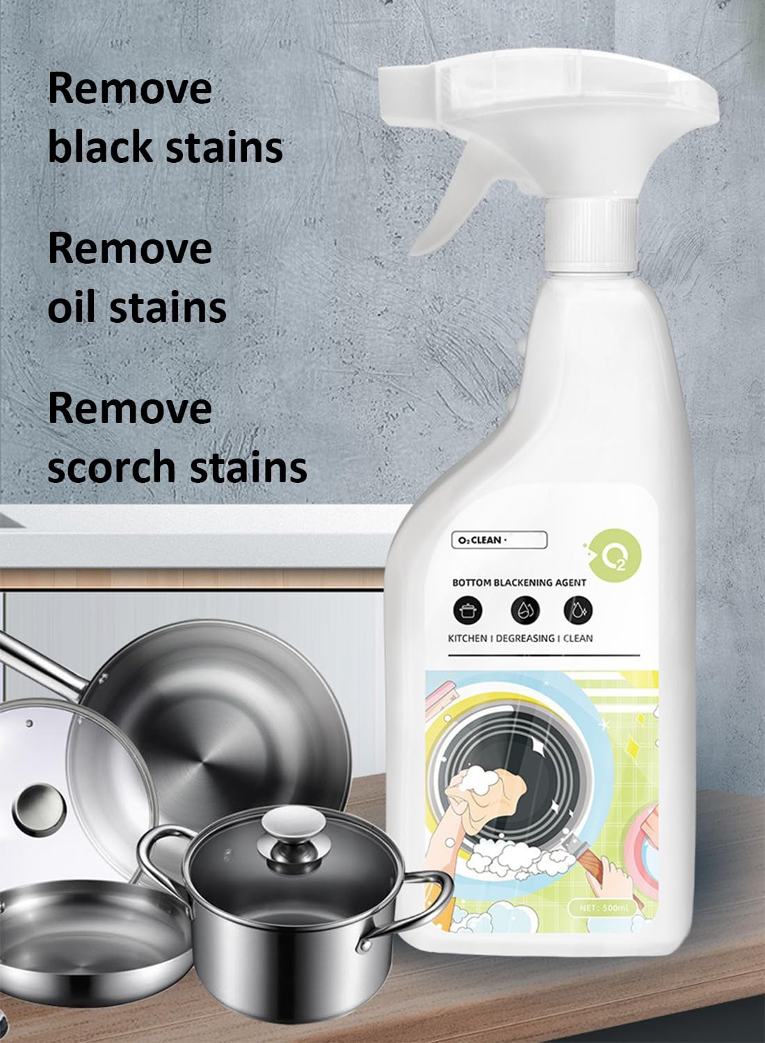 Bubble Cleaner Foam, Clean Spray for Tough Backed on Grease White 500ml