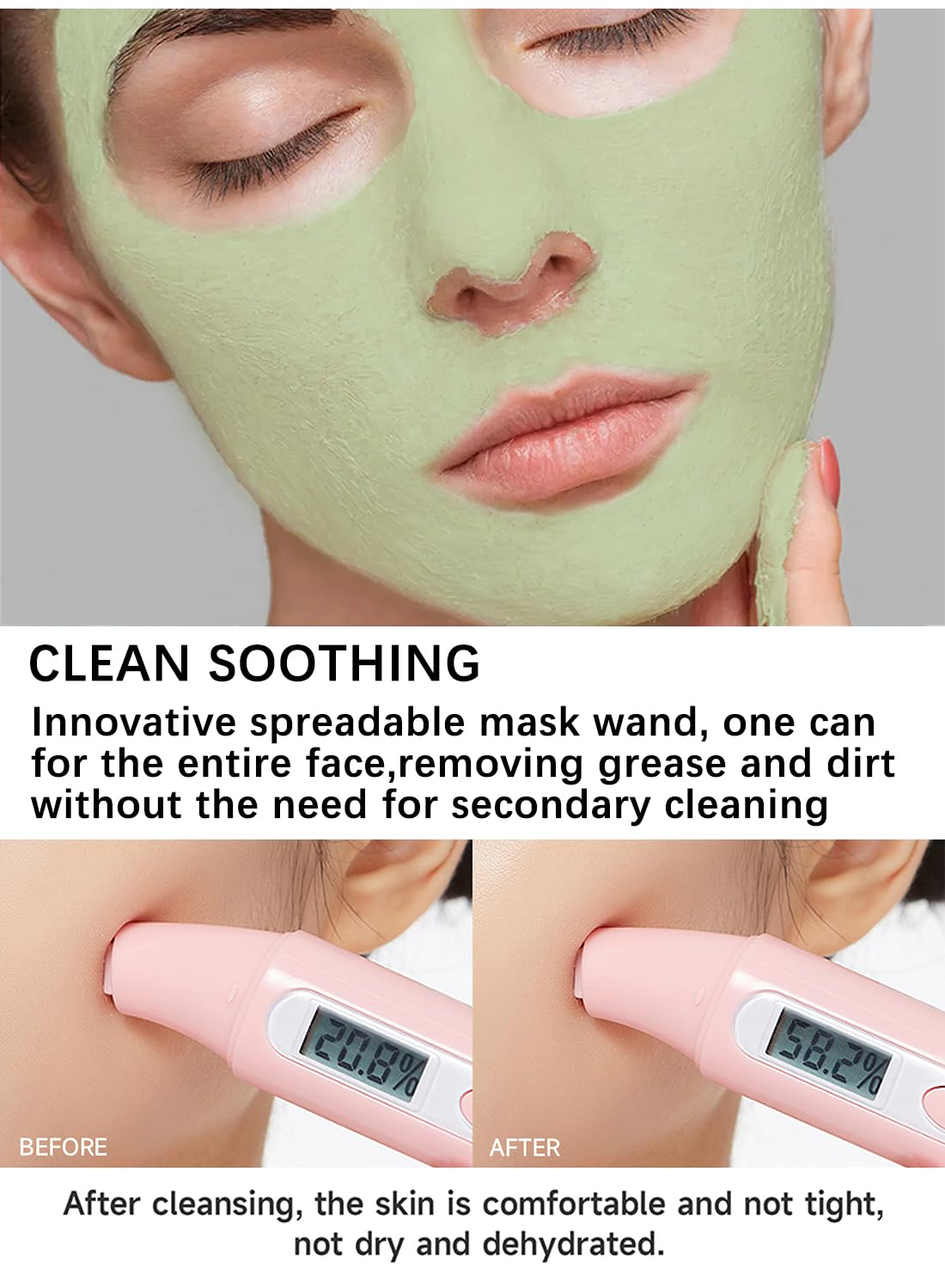 Green Tea Deep Clearing Mud Stick Oil Control Deep Cleansing Moisturizing Soft Easy to Remove Mild Face Cleansing to Clean Pores and Soften Cuticle 45g