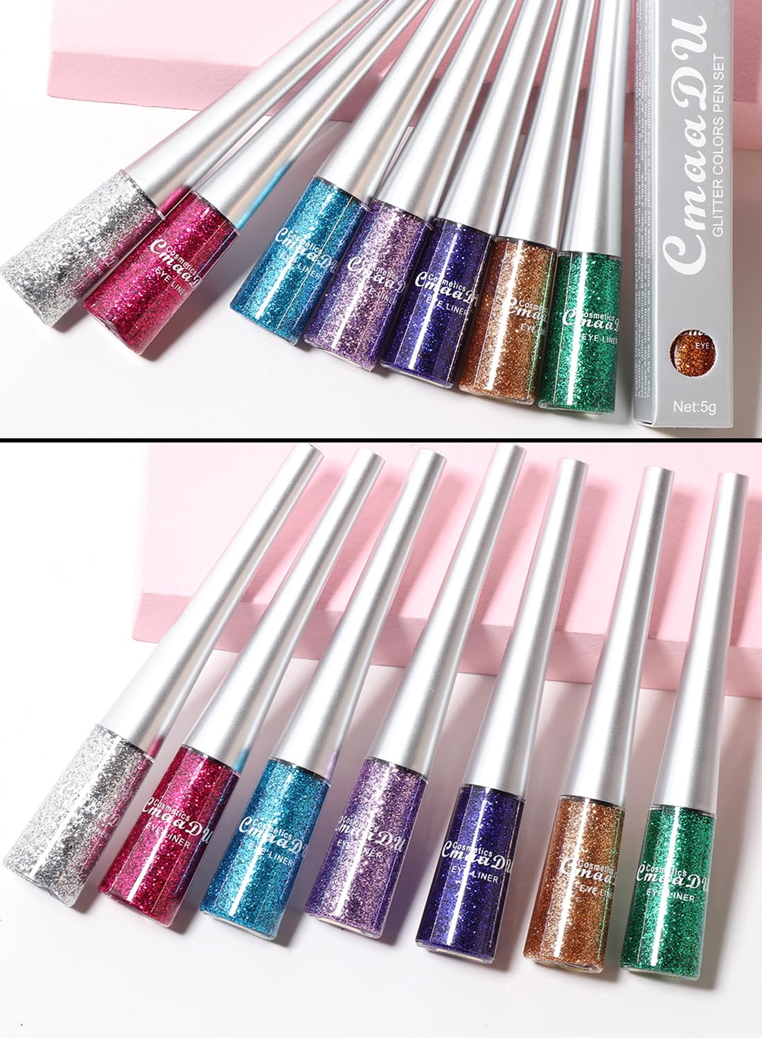 Eyeliner Pencil, Waterproof Glitter Eyeliner Pencil, Long Lasting Multi Used Eye Makeup for Face Lips Art Party Festival