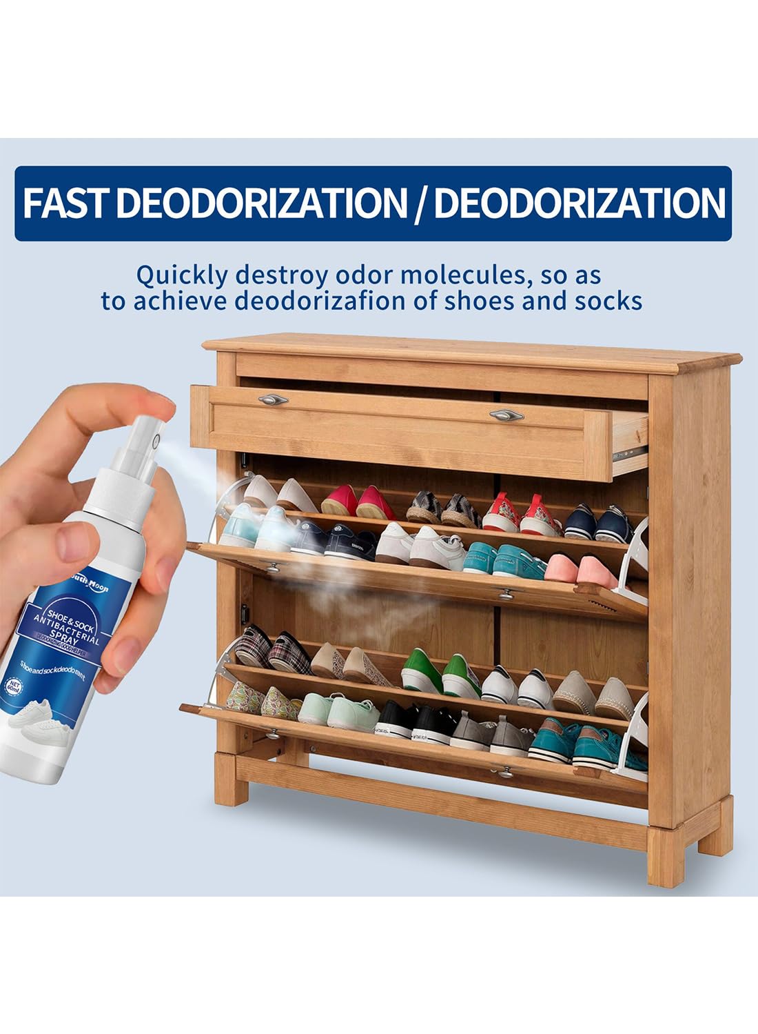 Shoe Deodorizer Spray, Foot Spray with Essential Oils for Smelly Feet 60ml
