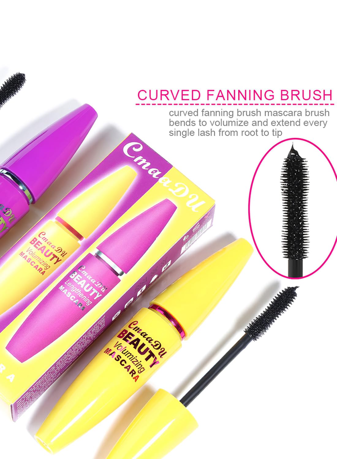 2Pcs 4D Silk Fiber Lash Mascara, Waterproof & Long-Lasting, Long Natural Thickening Lengthening Eye Makeup No Clumping, No Smudging Lasting All Day (Pack of 2)