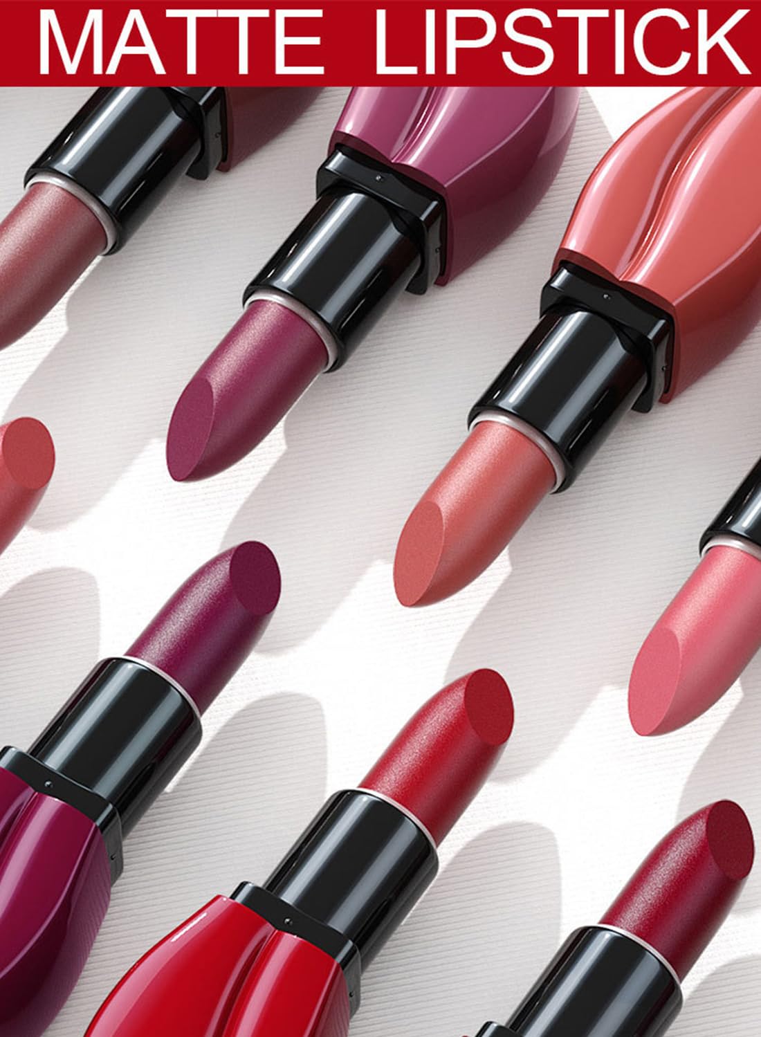 Matte Lipstick for Women, Long Lasting Waterproof Highly Pigmented Moisturizing Velvet Lip Gloss, Not Fade Lightweight Smudge Proof Lip Stain for Girls and Women - Red 09