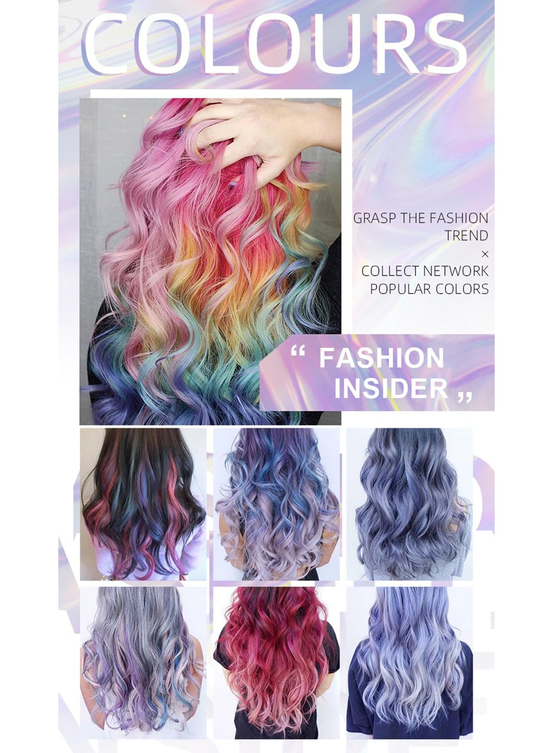 Hair Mascara Set, 6Pcs Temporary Colorful Washable Hair Chalk for Salon & DIY