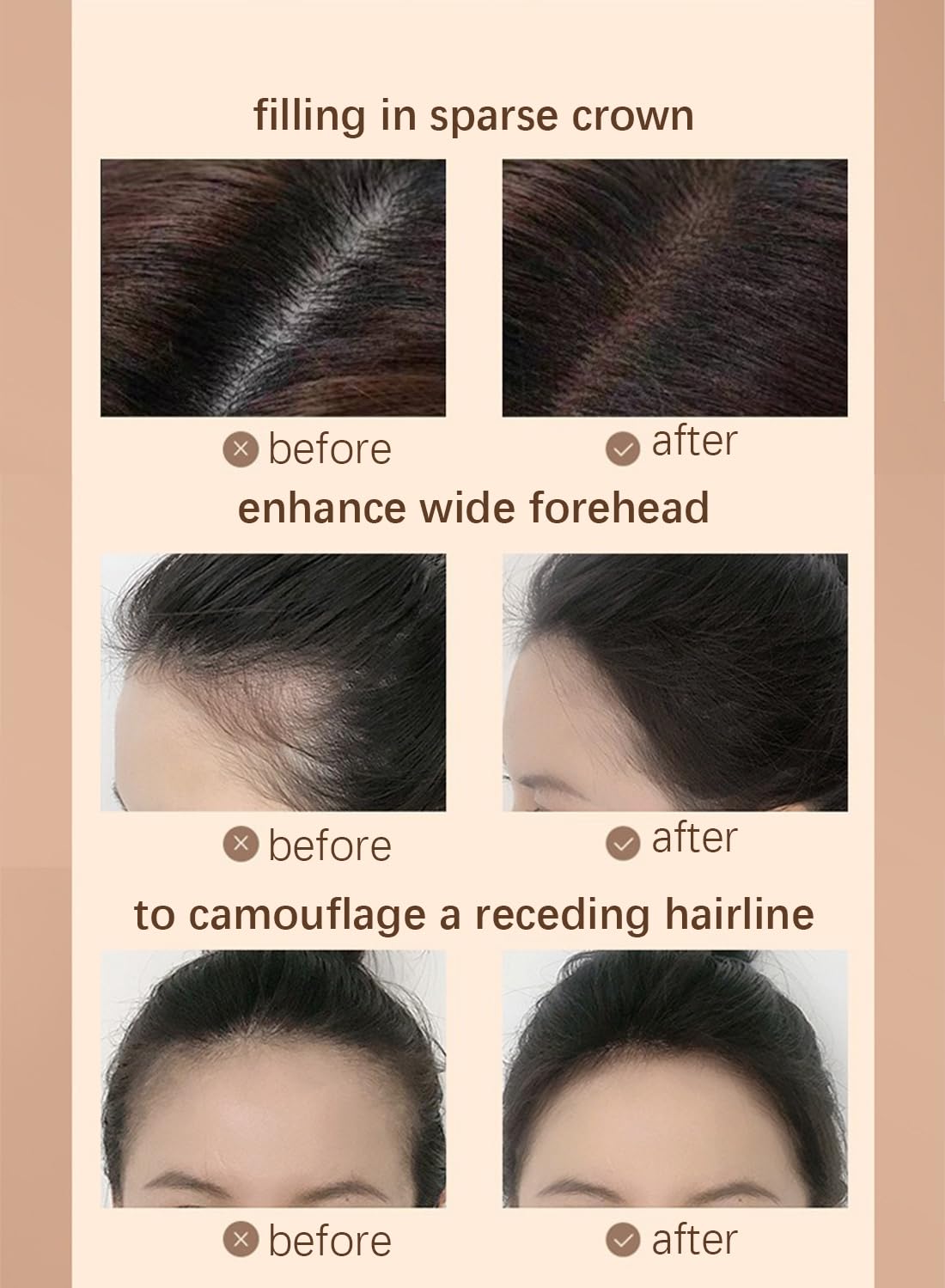 Instantly Hair Shadow Stick with Puff Touch, Root Touch Up Hair Pressed Powder, Root Cover Up Hair Color for Thinning Grey Hairline, Hair Root Concealer for Women and Men 10G