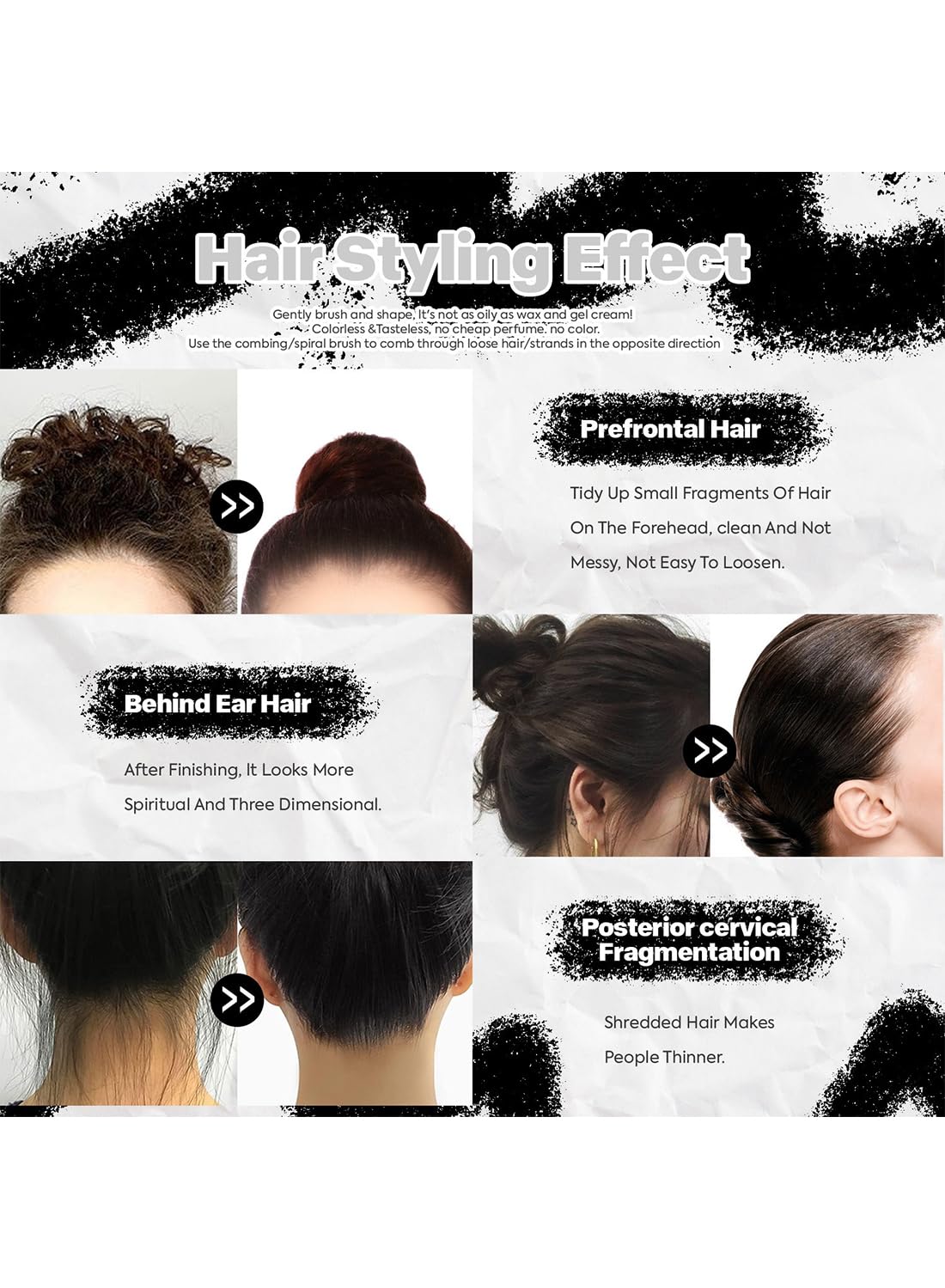 Hair Finishing Stick, Non Greasy and Non Sticky Small Broken Hair Finishing Cream, Refreshing Hair Wax Stick for Frizz & Flyaway, Hair Gel 30ml