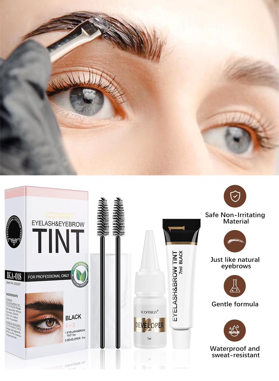 2-In-1 Lash Tint Kit, Easy to Use Eyelash & Eyebrow Tint Kit - 7Ml+7Ml