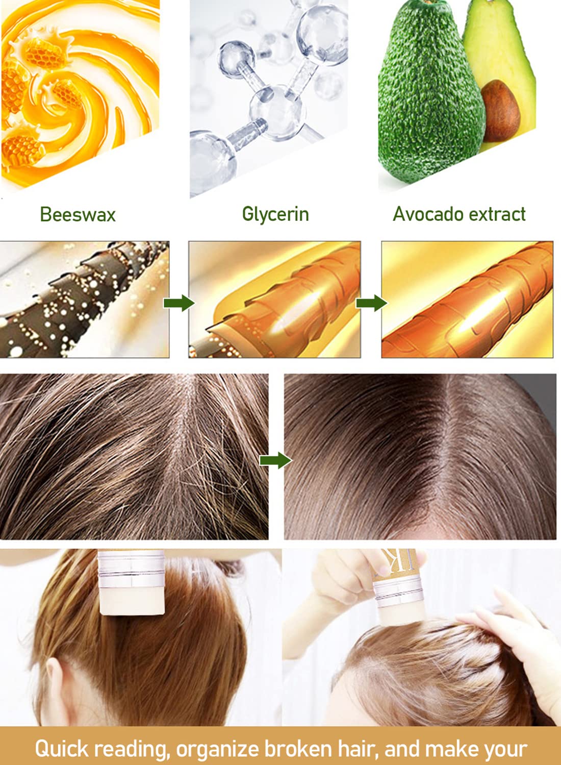 Hair Wax Stick Strong and Long-Lasting Hold Non-greasy Styling Wax for Flyaways Edge Frizz Hair Suitable for Unisex-75g