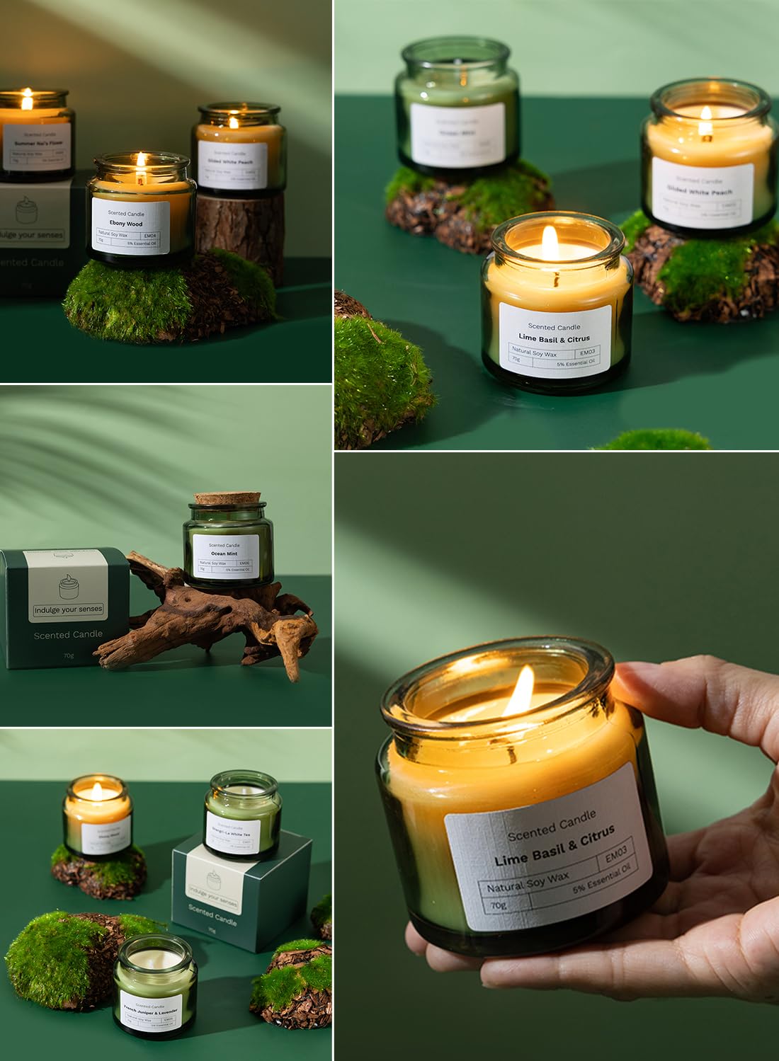 Scented Candles, Long Lasting Strong Fragrance Aromatherapy Candles, Candle Gift Set, Soy Candle for Home SPA Bathing Yoga Travel,
