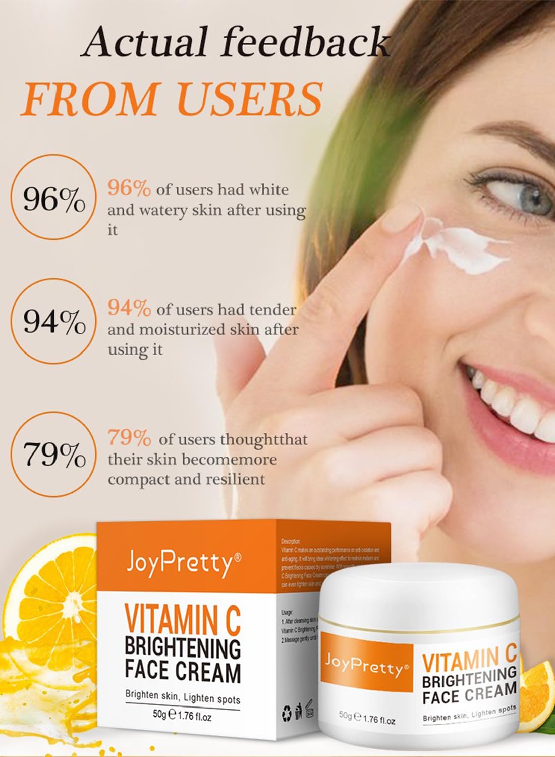 Face Cream with Vitamin C, Hydrating Anti-Aging Facial Moisturizer Cream 50g