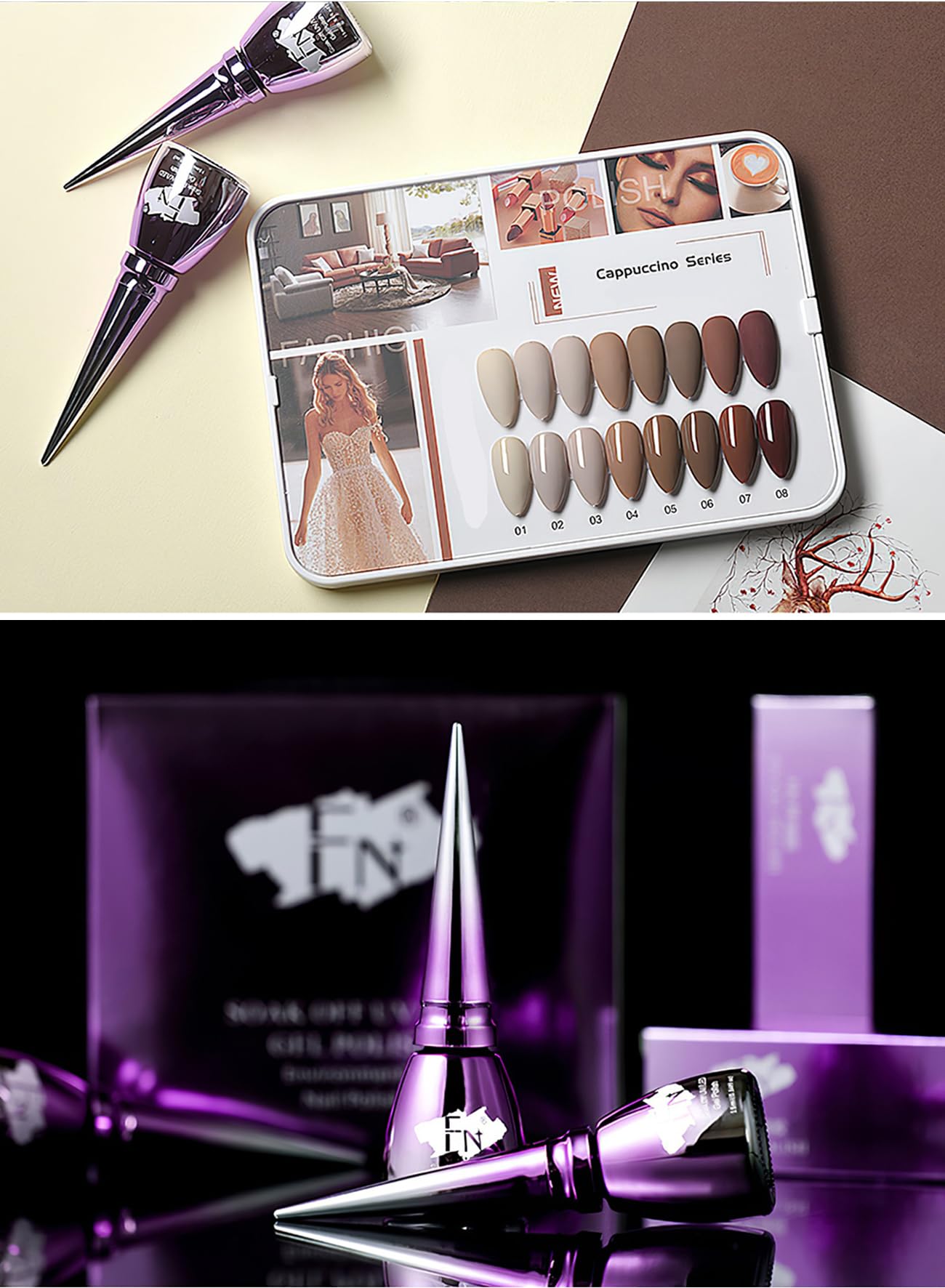 8 Colors Gel Nail Polish Set, Stylish Popular Nail Art, Gift Set for Women, for Wedding Party New Year Holiday