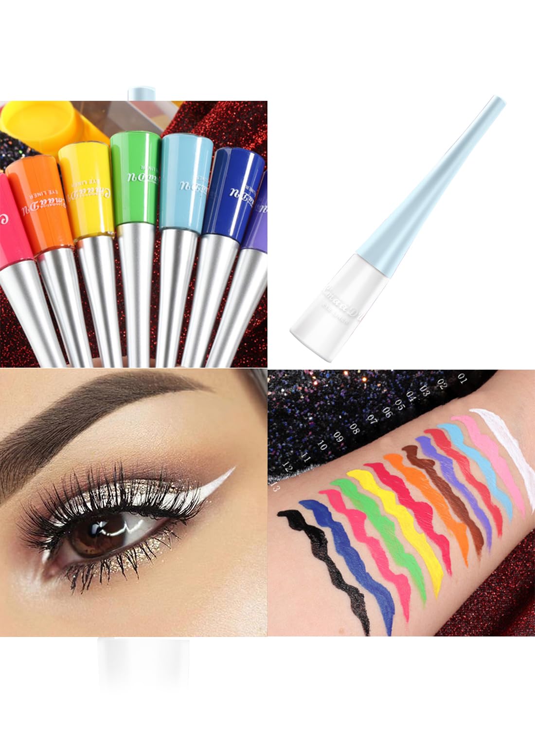 L&Wen Matte Liquid Eyeliner, Colorful Waterproof Long Lasting Sweat Proof High Pigment Pencil, Quick Drying Eyes Makeup for Women