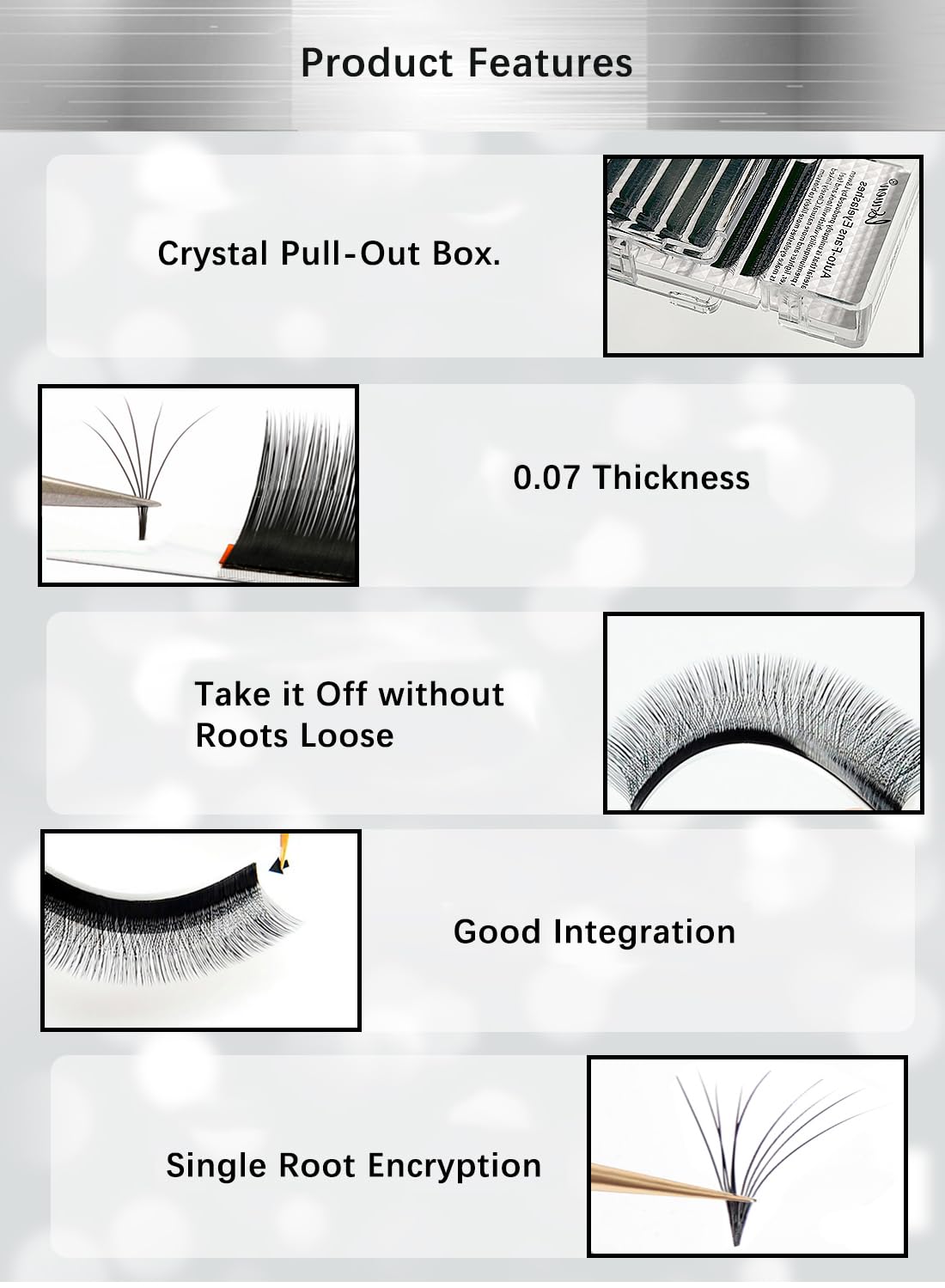 Cluster Lashes, D Curl 0.03 Thick Self Adhesive Eyelashes DIY Lash Extensions, Easy to Use, Auto Fans, Mega Volume False Eyelashes for Extension Grafting, Easy to Use